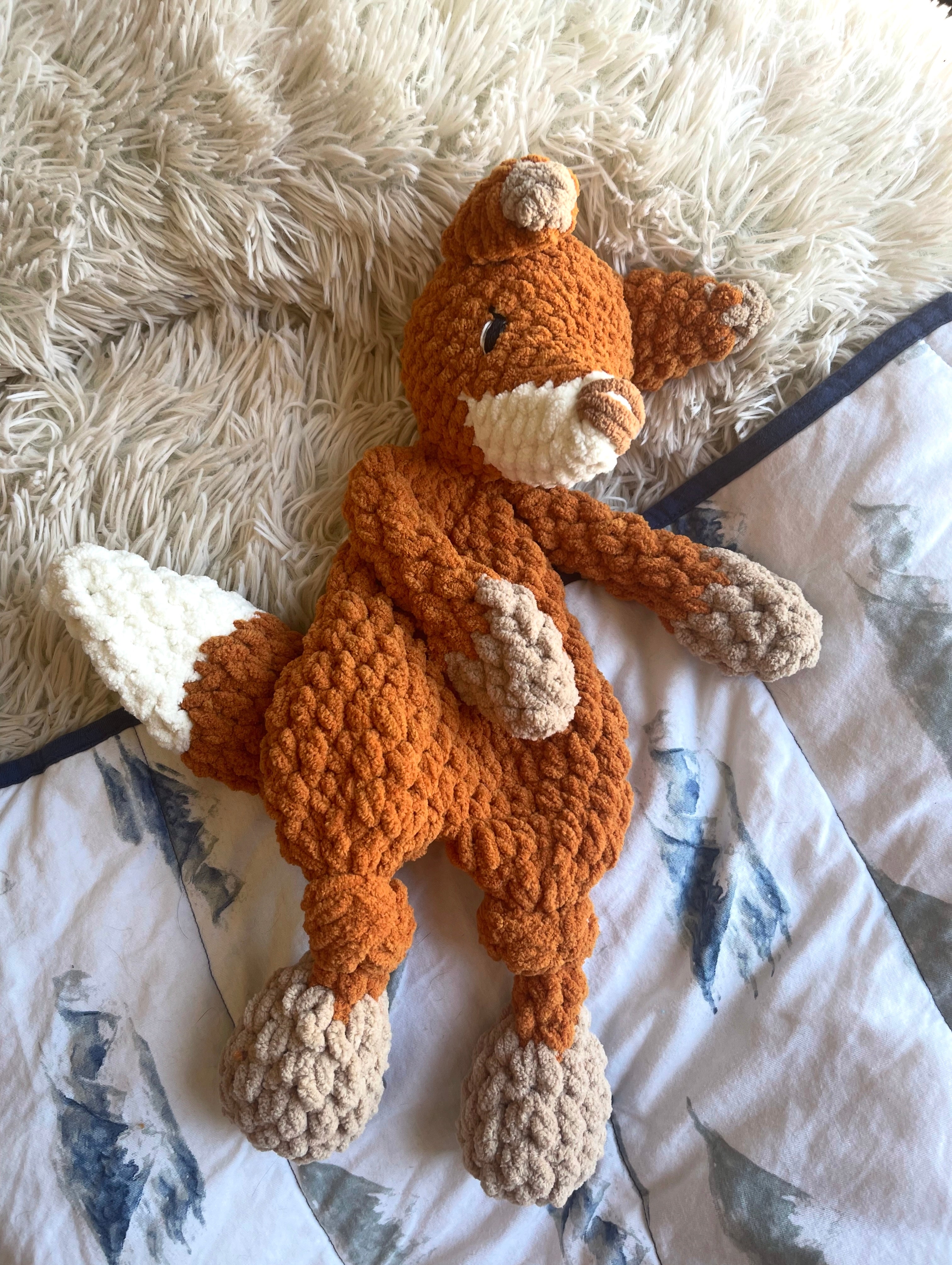 Baby Fox Lovey - Handmade Crochet Snuggler Forest | Willow Ann Crochet