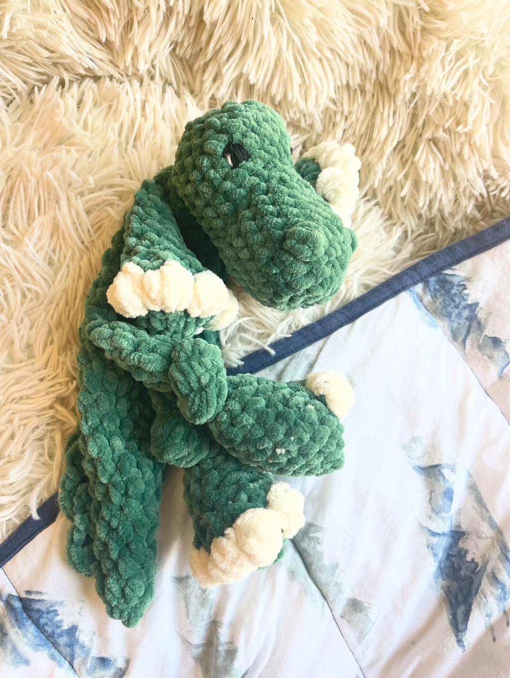Baby Alligator Lovey - Handmade Crochet Snuggler Alan | Willow Ann Crochet