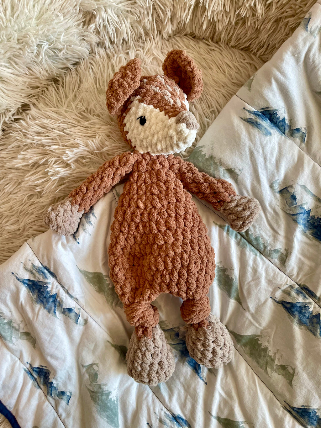 Baby Deer Lovey - Handmade Crochet Snuggler Flora | Willow Ann Crochet