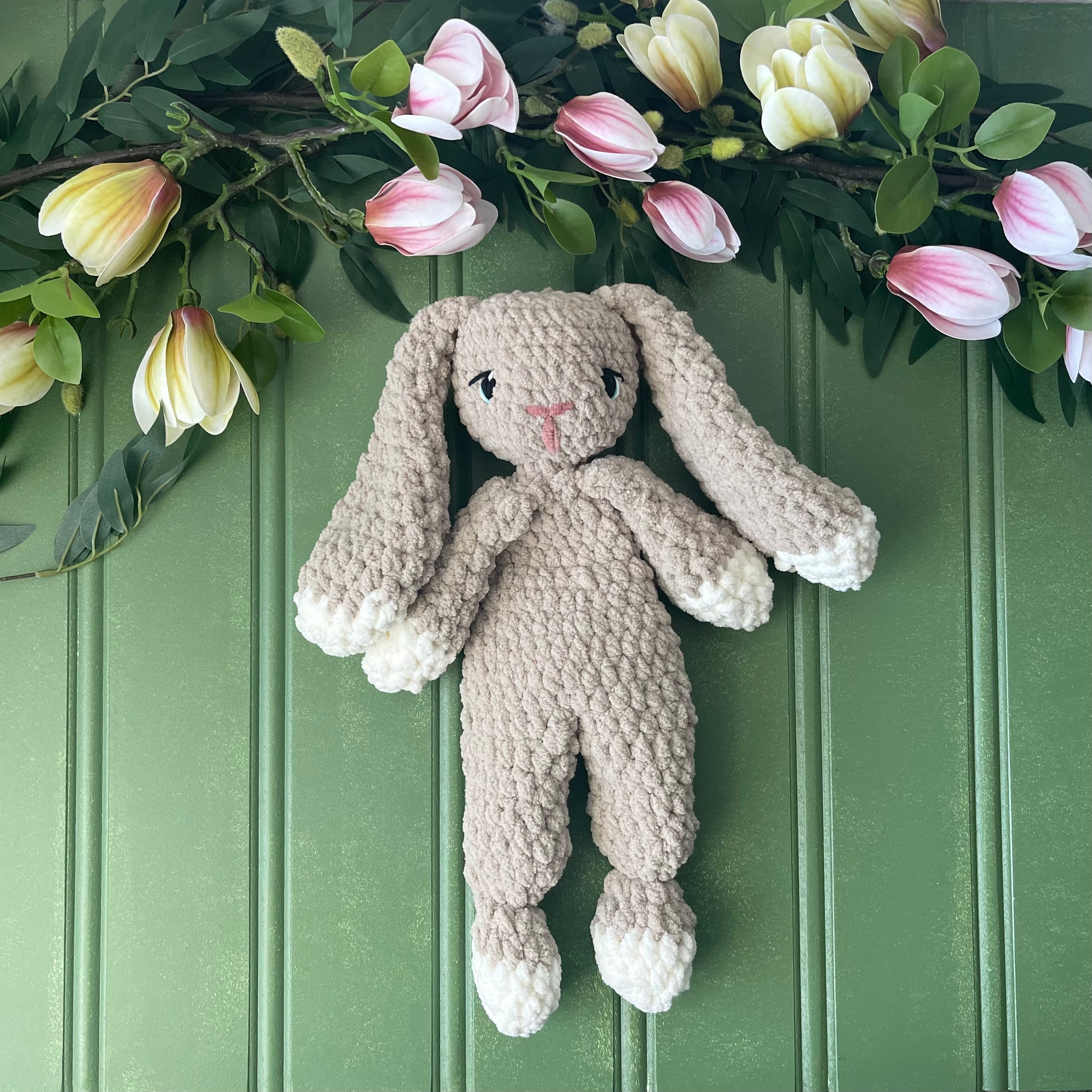 Baby Bunny Lovey - Handmade Crochet Snuggler Olive | Willow Ann Crochet