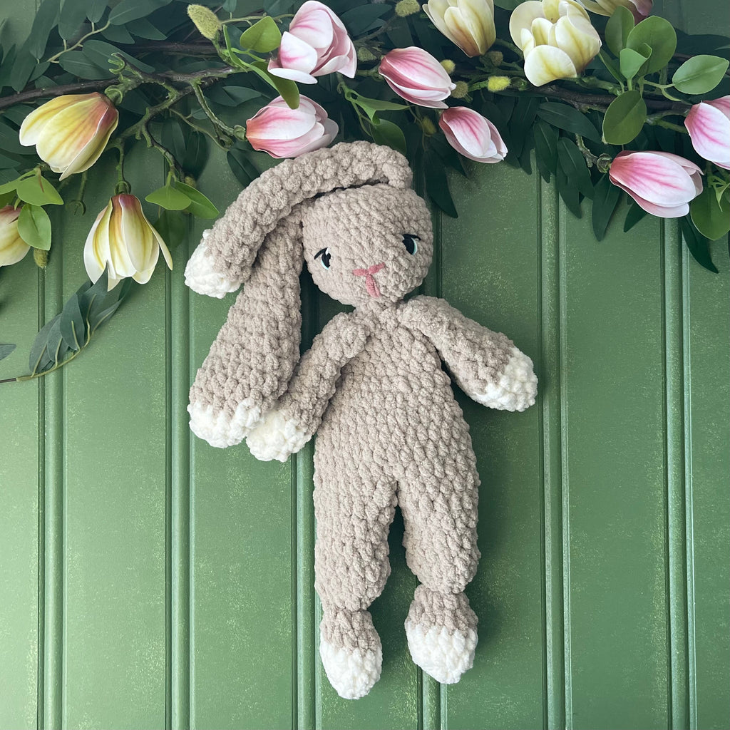 Baby Bunny Lovey - Handmade Crochet Snuggler Olive | Willow Ann Crochet