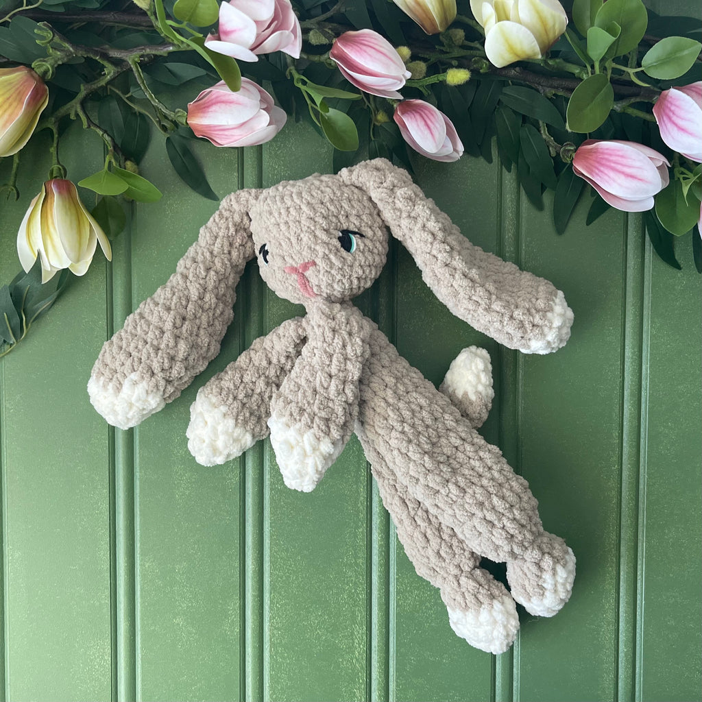 Baby Bunny Lovey - Handmade Crochet Snuggler Olive | Willow Ann Crochet