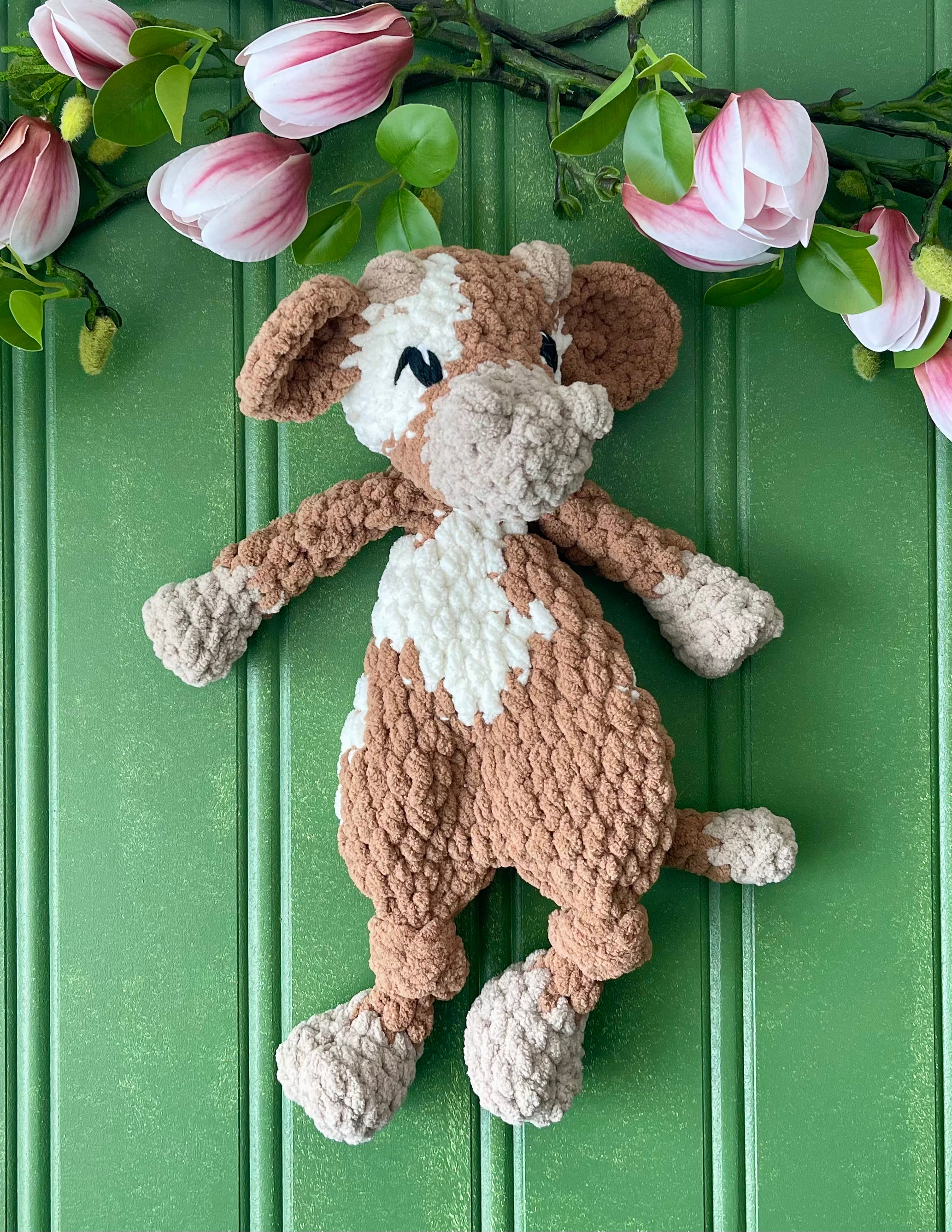 Baby Cow Lovey - Handmade Crochet Snuggler Cope | Willow Ann Crochet