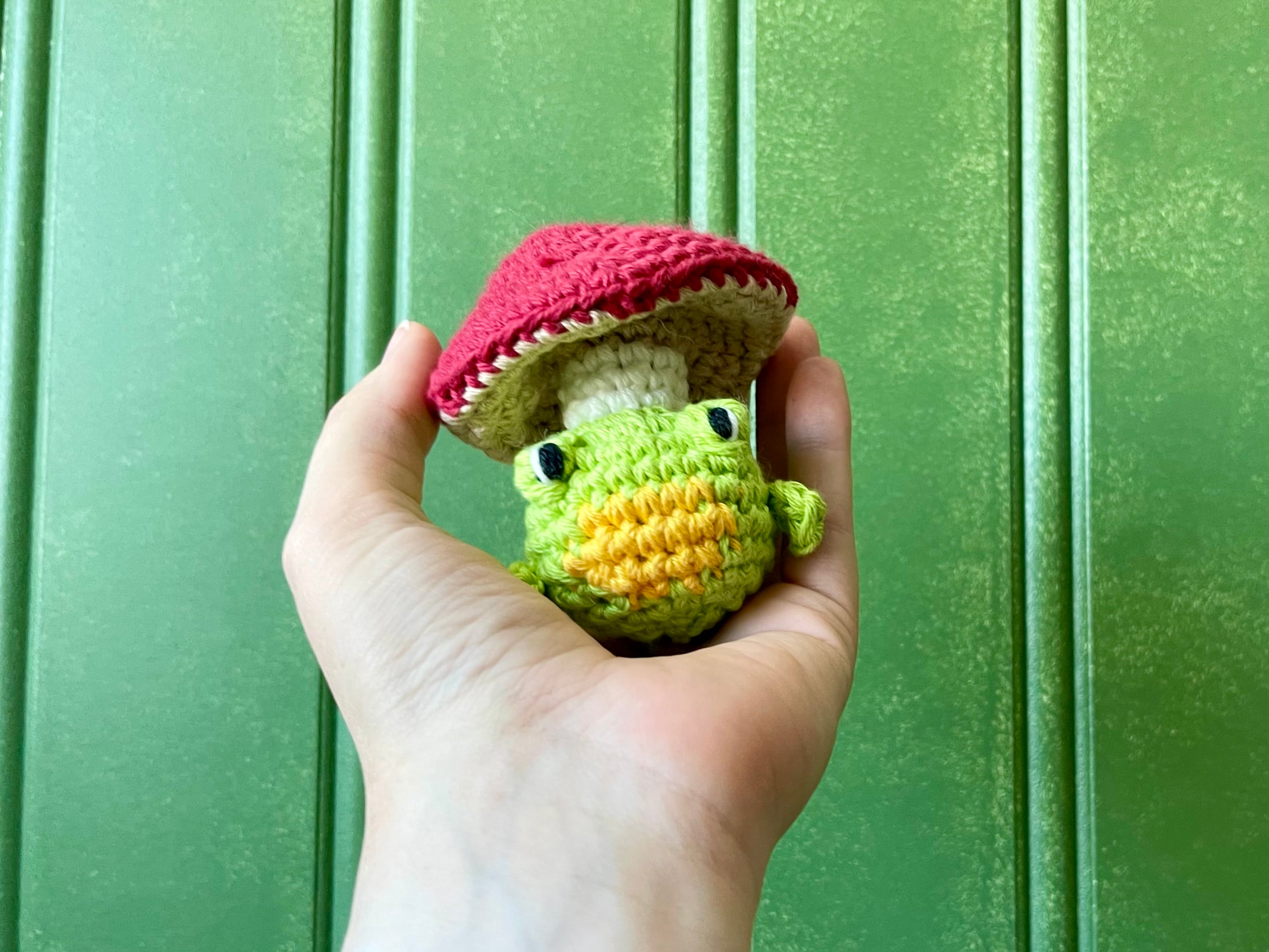 Shroomie the Forest Hopper - Crochet Frog Popper Mini Plush